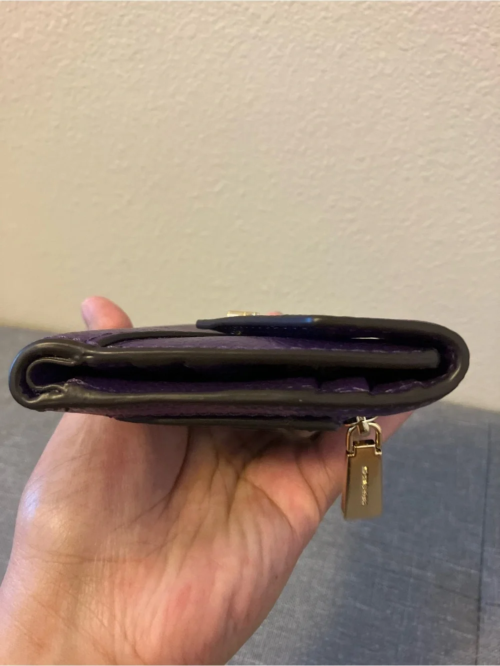 Michael Kors Deep Purple Pebbled Leather Envelope Wallet